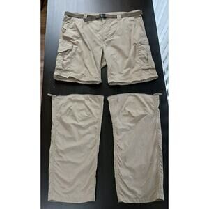 Columbia Silver Ridge Convertible Pants Mens 42W x 32L tusk tan omni-shade-wick